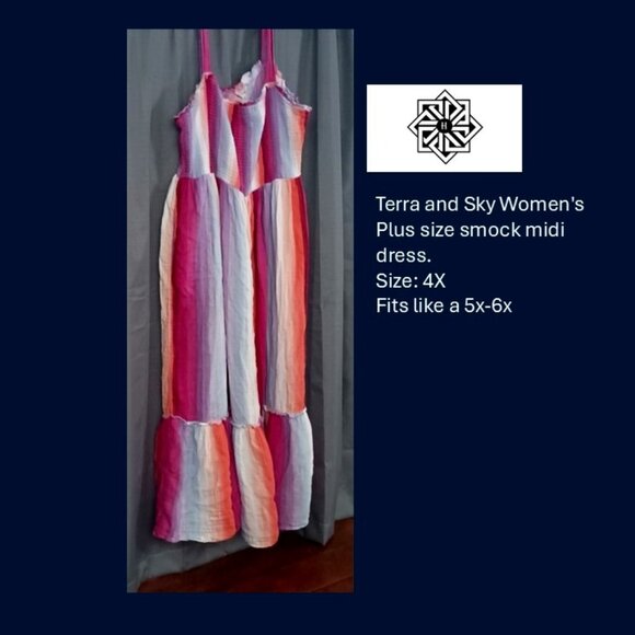 Terra and Sky Women's Plus smock midi dress - Picture 1 of 1